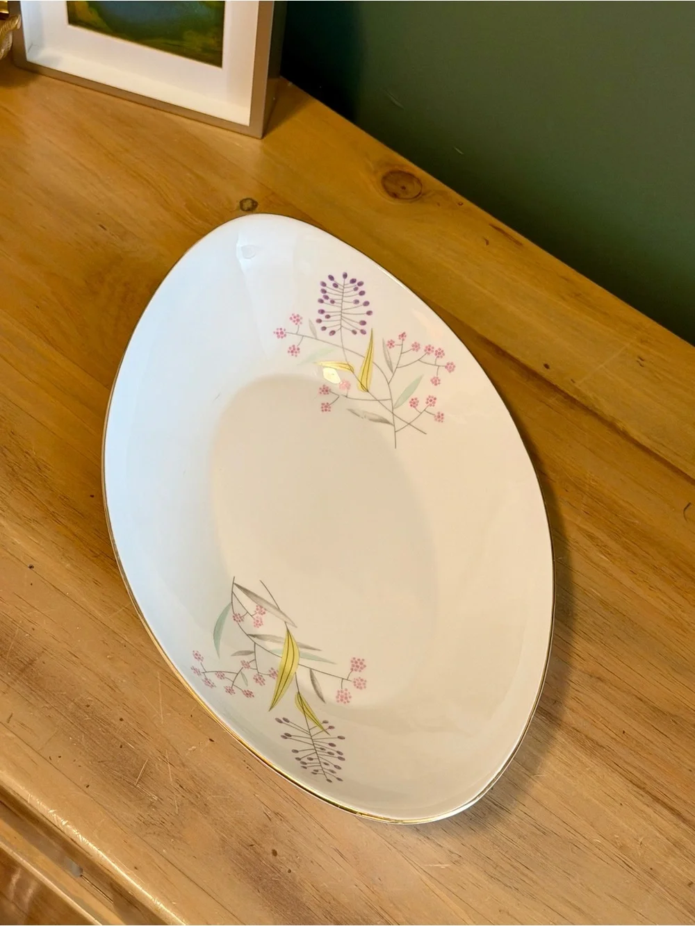 Vintage Bohemian Fine China Czechoslovakia MCM Floral Serving Bowl 🌸